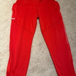 Under Armour Red Track Pants with White Accents